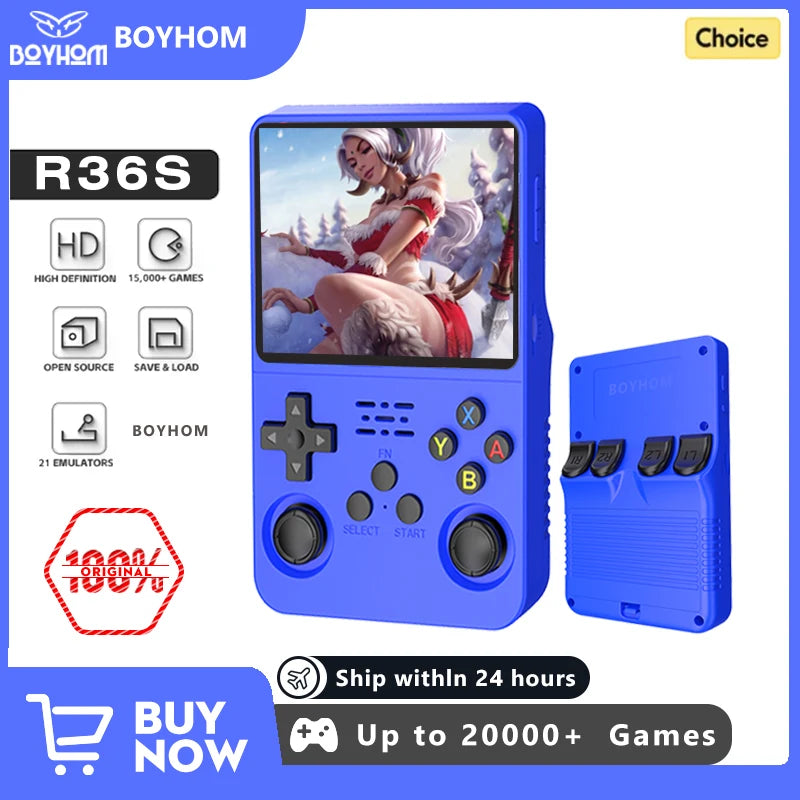 Open Source R36S Retro Handheld Video Game IPS Screen Portable Pocket Video Player R35S 64GB Games