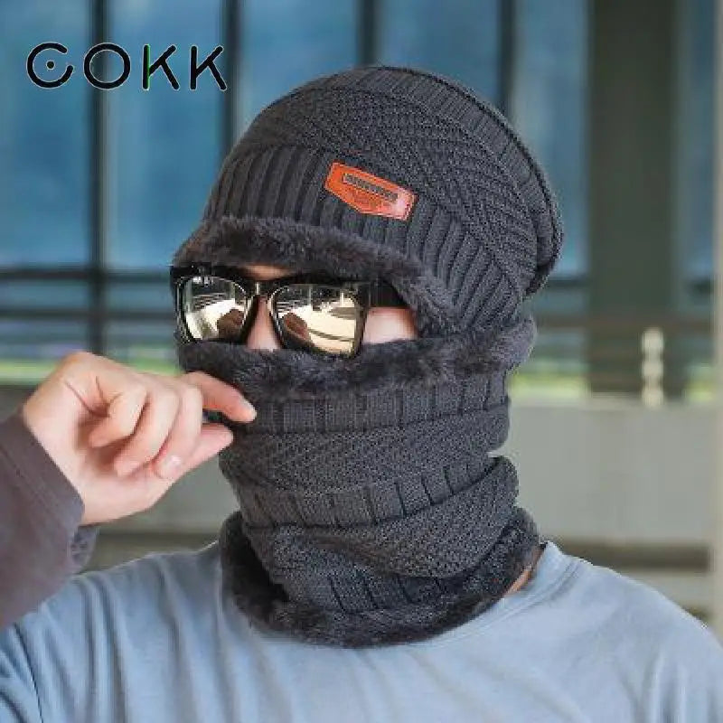 Winter Beanie Hats For Men Knitted Hat Winter Cap Beanie Women Thick Wool Neck Scarf Cap Balaclava Mask Bonnet official website