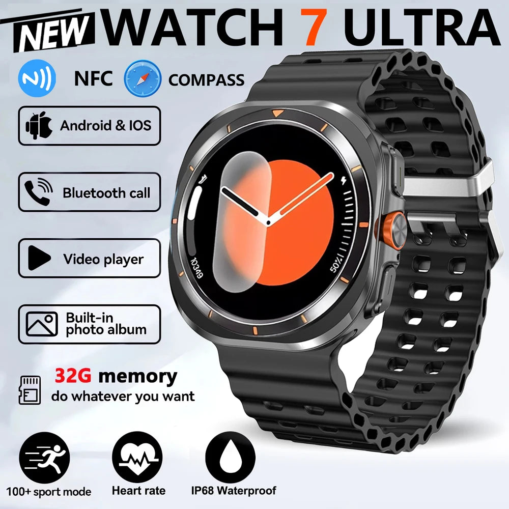 2025 New Smart Watch 32GB Memory Video NFC 1.5Inch AMOLED Screen Sport Fitness Tracker Smart Watch 2024 For Galaxy Watch 7 Ultra