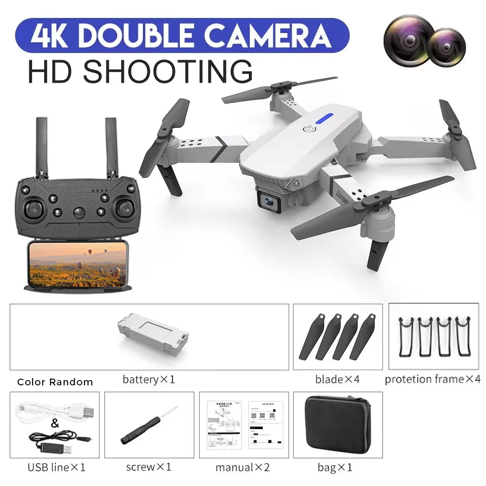 KBDFA 2025 E88 Professional Wide Angle RC Dron HD 4K Camera