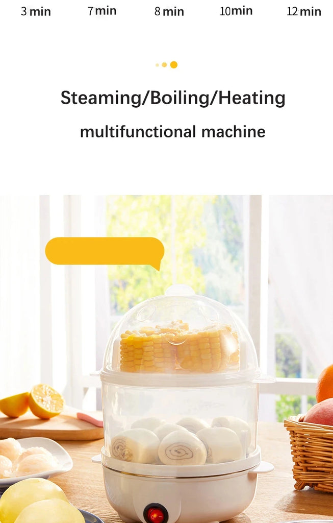 Multifunction Electric Egg Cooker Double Layers Egg Boiler Corn Milk Rapid Breakfast Cooking Egg Steamer Appliances Kitchen - Al