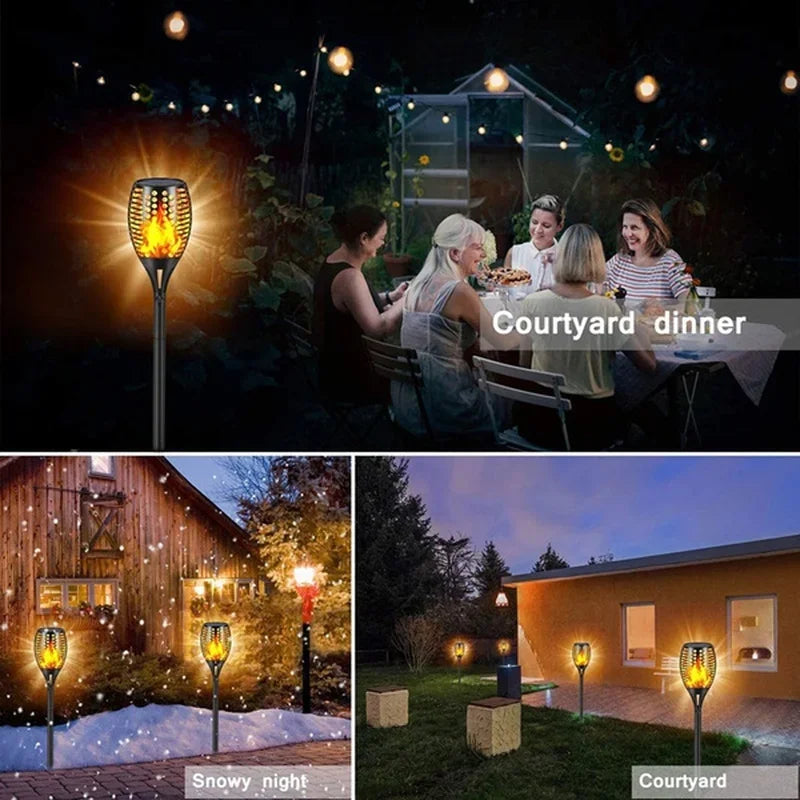 4/2/1Pcs Solar Flame Lights Torch Flickering Light Waterproof Garden Decoration Outdoor Lawn Tiki Led Path Yard Patio Floor Lamp