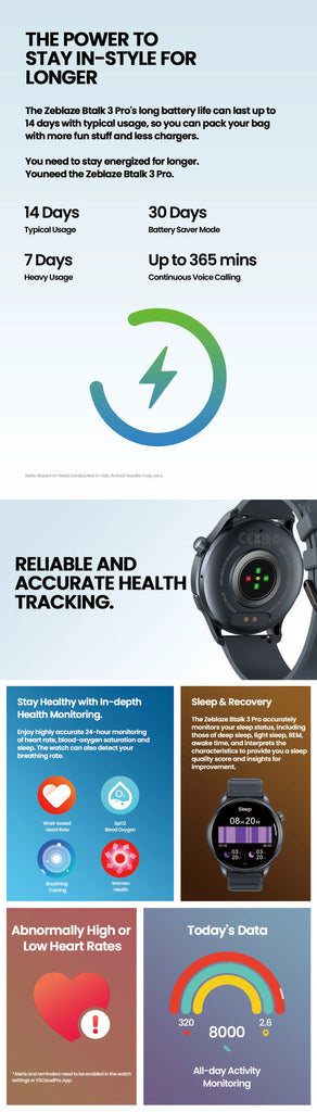 New Zeblaze Btalk 3 PRO 1.43" AMOLED Display Smart Watch Bluetooth Phone Callings Health and Fitness Tracking Smartwatch