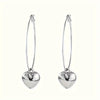 Heart-Shaped Pendant Hollow Hoop Earrings - Fashion Alloy Jewelry for Women - Luxury Style for Date Nights and Vacations