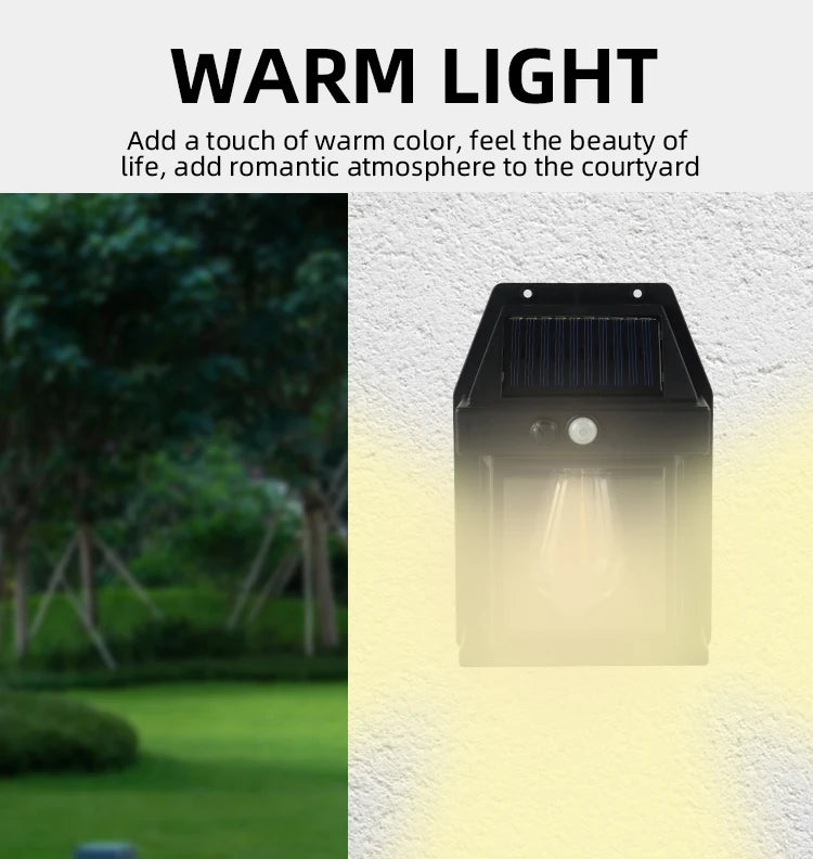 Outdoor Solar Tungsten Wall Light with Motion Sensor IP65 Waterproof LED Safety Light for Patio Outdoor Deck Porch Barn Garage