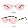 Trendy Rimless Sunglasses for Men Women Fashion Frameless Rectangle Sun Glasses Retro Shades Summer Traveling Eyewear UV400