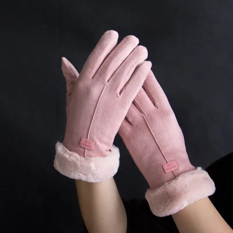 New Fashion Gloves Autumn Winter Cute Furry Warm Mitts Full Finger Mittens Women Outdoor Sport Female Gloves Screen