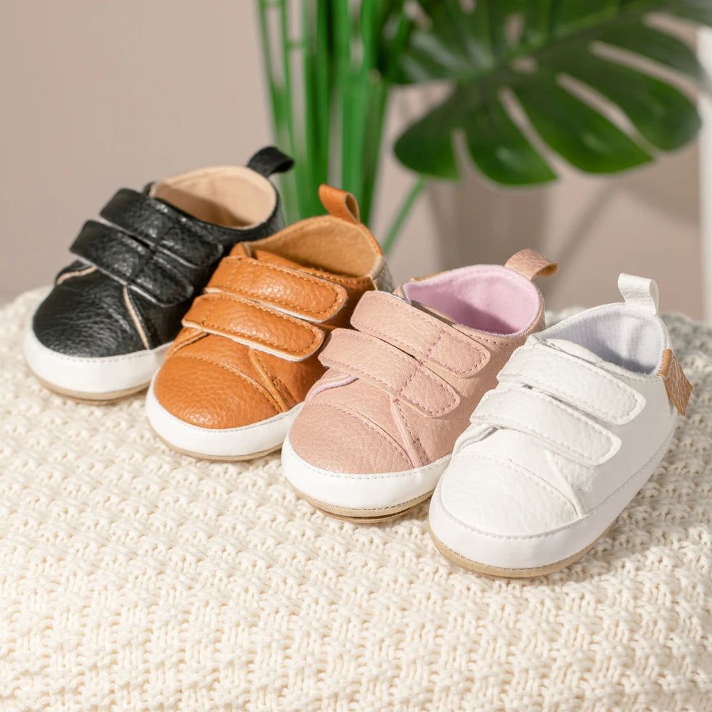 Classic Fashion Baby Casual Sneakers Vintage PU Leather 4 Colours Kids Baby Soft Rubber Sole Slip Resistant Infant Crib Shoes