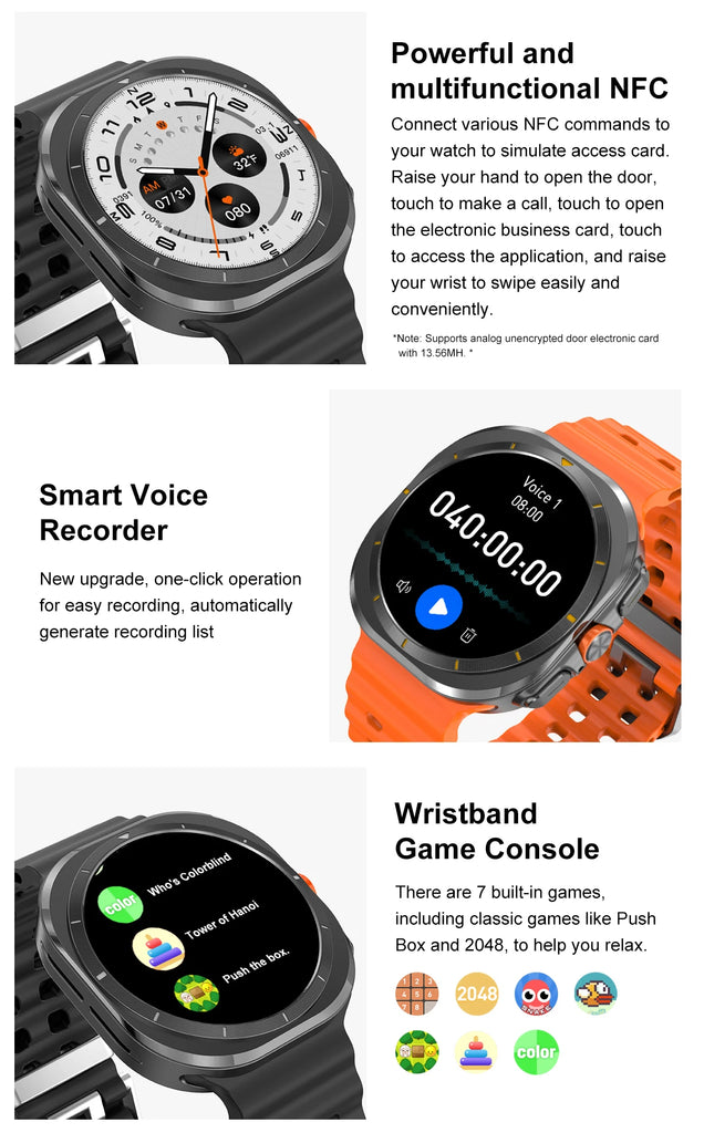 2025 New Smart Watch 32GB Memory Video NFC 1.5Inch AMOLED Screen Sport Fitness Tracker Smart Watch 2024 For Galaxy Watch 7 Ultra