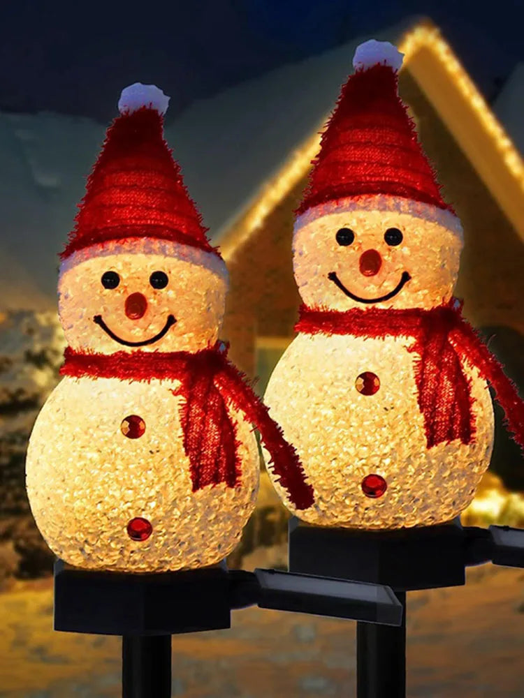 Christmas Decorations Light Solar Light Snowman Christmas Outdoor Solar Powered Stakes Lights For Corridor Patio Lawn Decoration