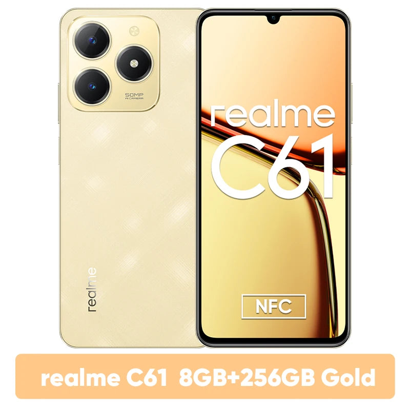 [World Premiere] realme C61 Smartphone 5000mAh Battery 15W SUPERVOOC Charge 50MP AI Camera 90Hz Display IP54 AI Engine 256GB NFC