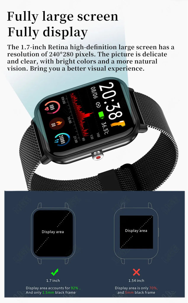 LIGE 2024 New Smart Watch Ladies Full Touch Screen Sports Fitness Watch IP67 Waterproof Bluetooth For Android IOS Smartwatch Men