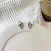 Simple Retro Blue White Leaf Earrings Retro High End Design Earrings Forest Style Fashionable Earring Light Colors Elegant Women