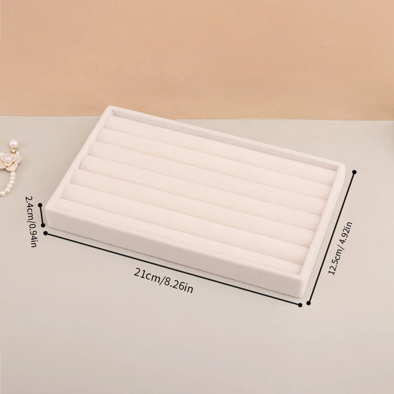 Velvet Jewelry Tray Storage Drawer Small Stackable Beige Jewelry Boxes and Packaging Suitable for Ring Earrings Simple Practical