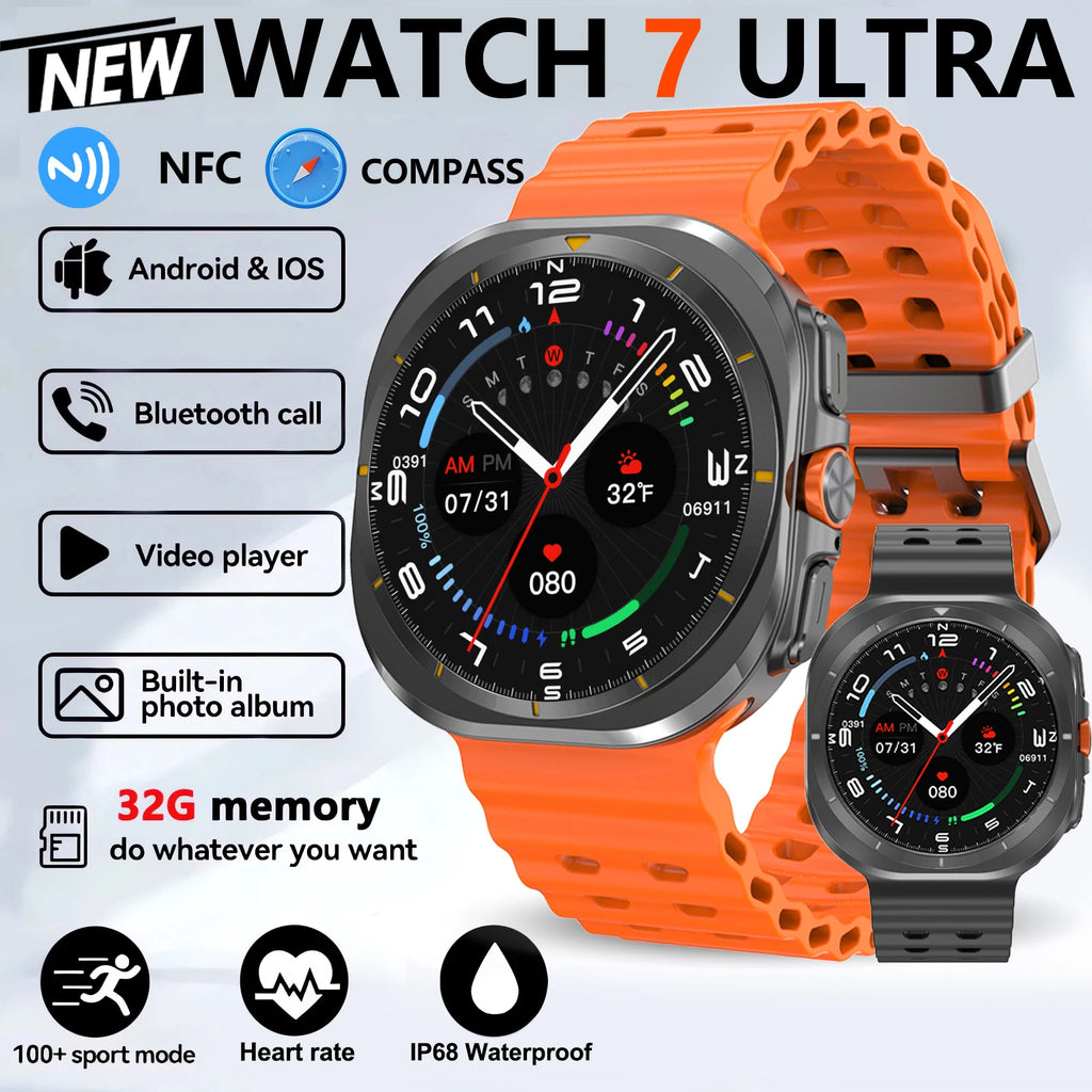 2025 New Smart Watch 32GB Memory Video NFC 1.5Inch AMOLED Screen Sport Fitness Tracker Smart Watch 2024 For Galaxy Watch 7 Ultra