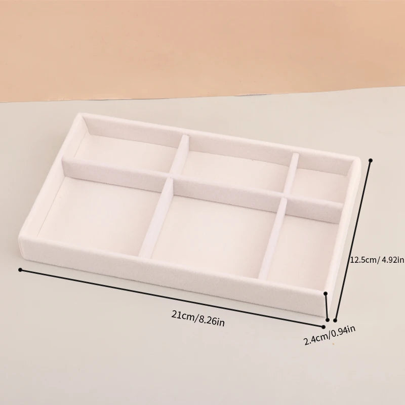 Velvet Jewelry Tray Storage Drawer Small Stackable Beige Jewelry Boxes and Packaging Suitable for Ring Earrings Simple Practical