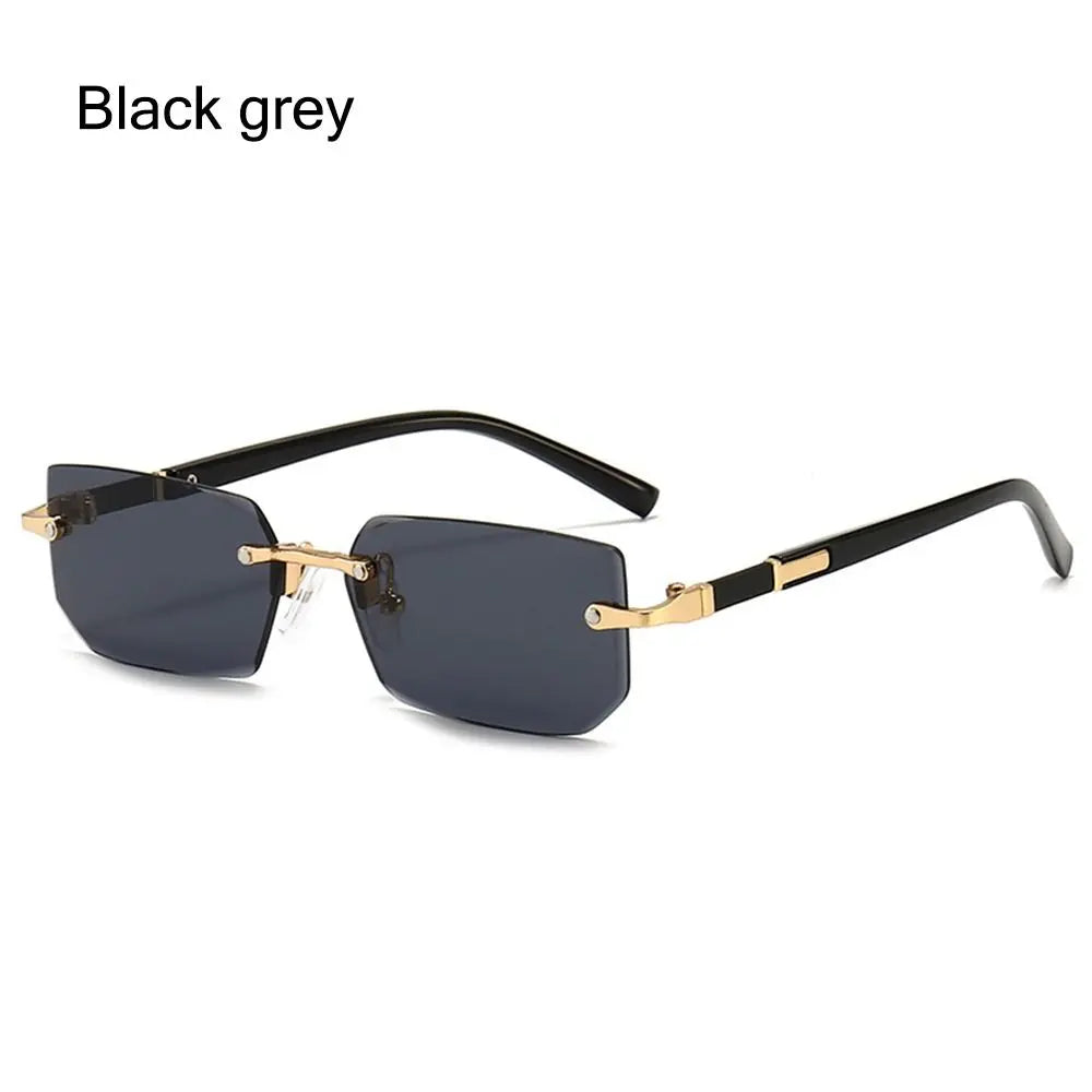 Trendy Rimless Sunglasses for Men Women Fashion Frameless Rectangle Sun Glasses Retro Shades Summer Traveling Eyewear UV400