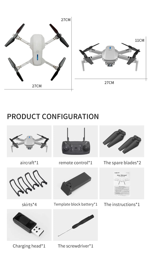 KBDFA 2025 E88 Professional Wide Angle RC Dron HD 4K Camera