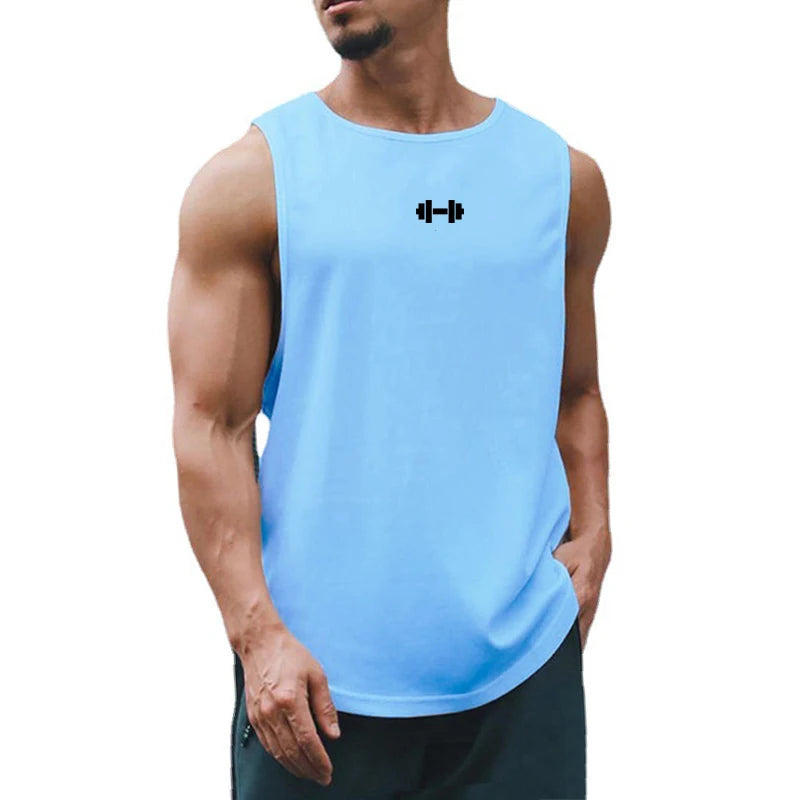 Summer Men's Gym Tank Top Fitness Training Clothing Quick-drying Loose Bodybuilding Sleeveless Shirt Men Fashion Basketball Vest