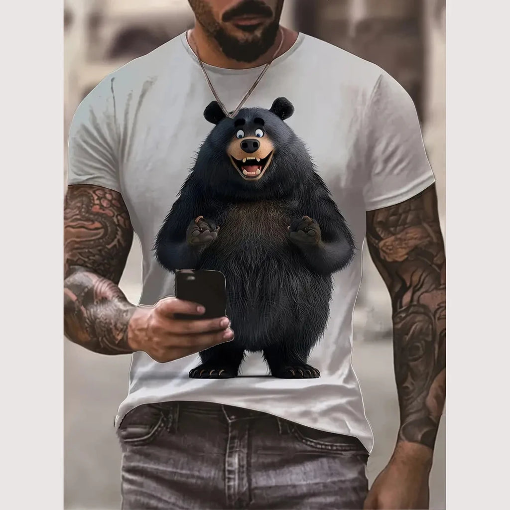 Summer Men's T Shirt Cat Print Casual Short Sleeve 3d T Shirts Fashion Streetwear Crew Neck Pullover Oversized Male Clothing