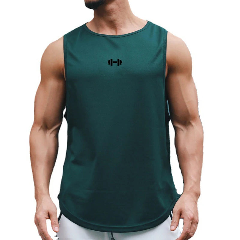 Summer Men's Gym Tank Top Fitness Training Clothing Quick-drying Loose Bodybuilding Sleeveless Shirt Men Fashion Basketball Vest