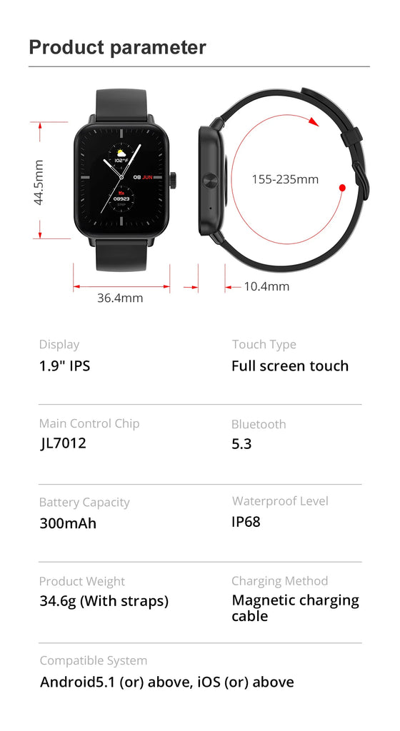 COLMI P81 Voice Calling Smart Watch Ultra 1.9 inch Screen 24H Health Monitor 100+ Sports Modes 100+ Watch Faces Smartwatch