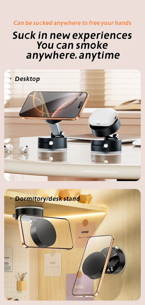 Mini Vacuum Double Side Magnetic Suction Cup Holder Foldable Kitchen Lazy Phone Bracket  For iPhone Android Smartphone