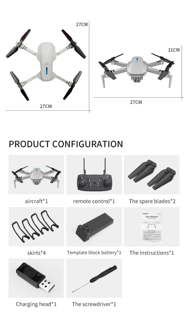 Angle RC Dron HD 4K Camera Mode Foldable Helicopter Aircraft Quadcopter Drone Kid Gift Toys