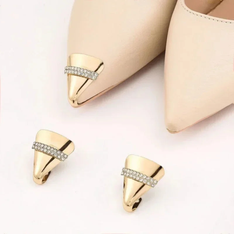 Women High Heel Metal Toe Cap Wear and Tear Concealer Anti-kicking Leather Shoes Point Protector Flat Shoe Tips Cap Accessorices