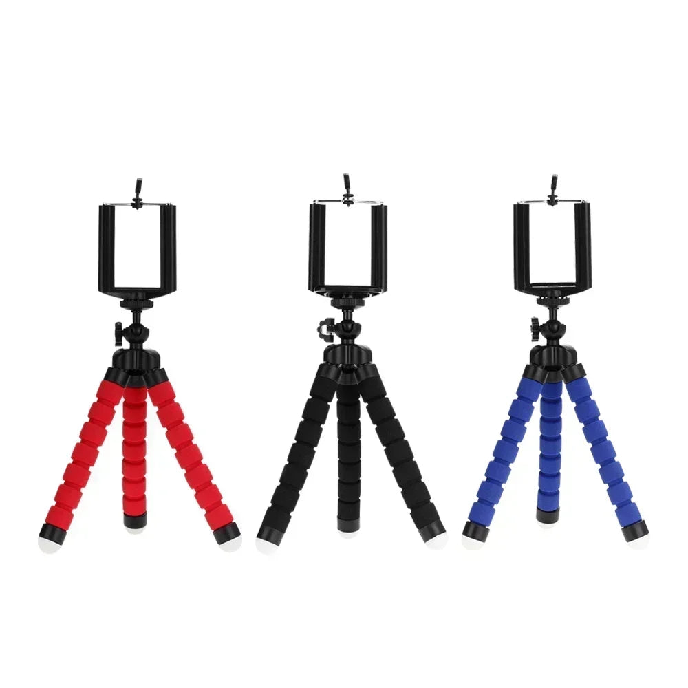 Sponge Octopus Tripod Universal Lazy Mobile Phone Holder Portable Camera Tripod plus Mobile Phone Clip for iphone 15 ipad xiaomi