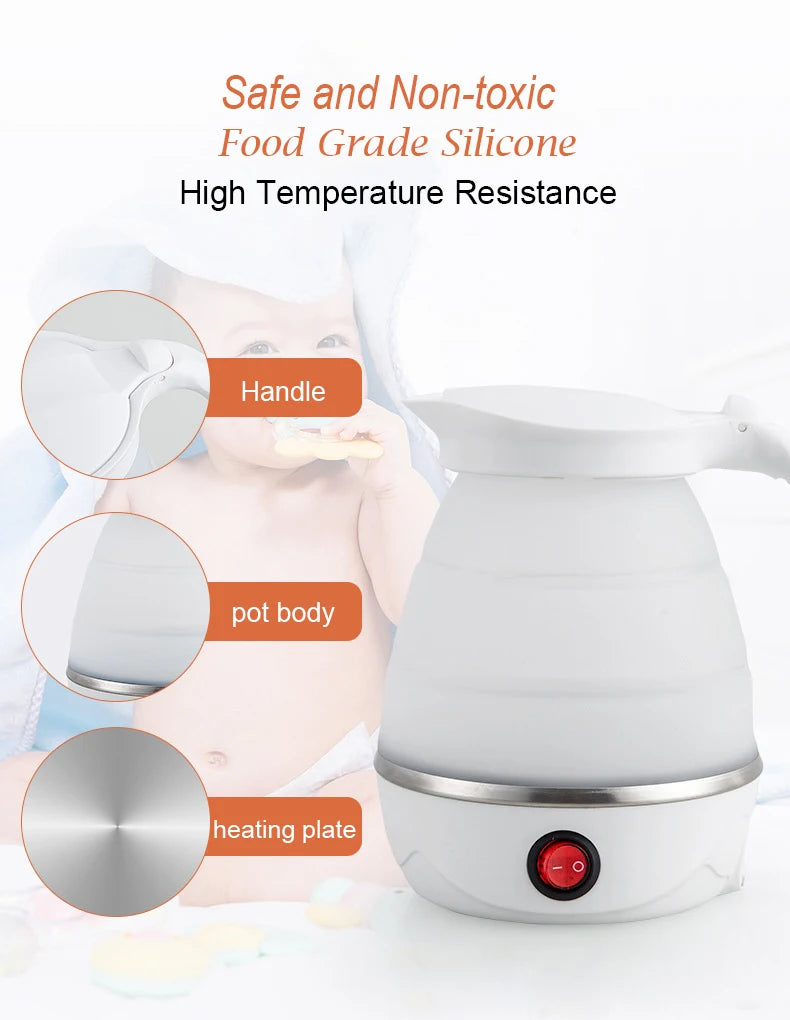 Foldable And Portable Teapot Water Heater 600ML Household Travel Electric Water Kettle