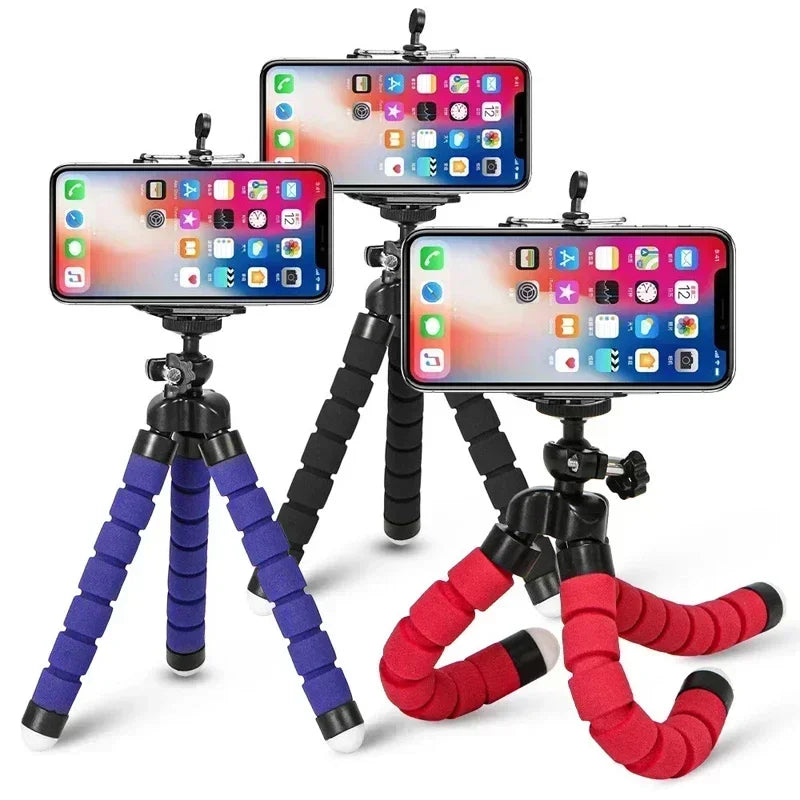 Sponge Octopus Tripod Universal Lazy Mobile Phone Holder Portable Camera Tripod plus Mobile Phone Clip for iphone 15 ipad xiaomi