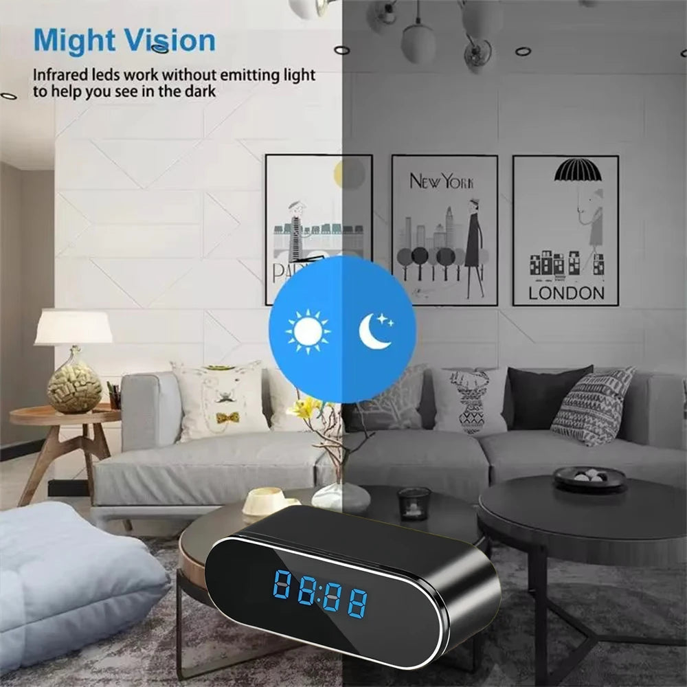 New 4K HD Mini Clock WiFi Camera with Infrared Night Vision, Motion Detection, Remote Viewing, Home Wireless Camera