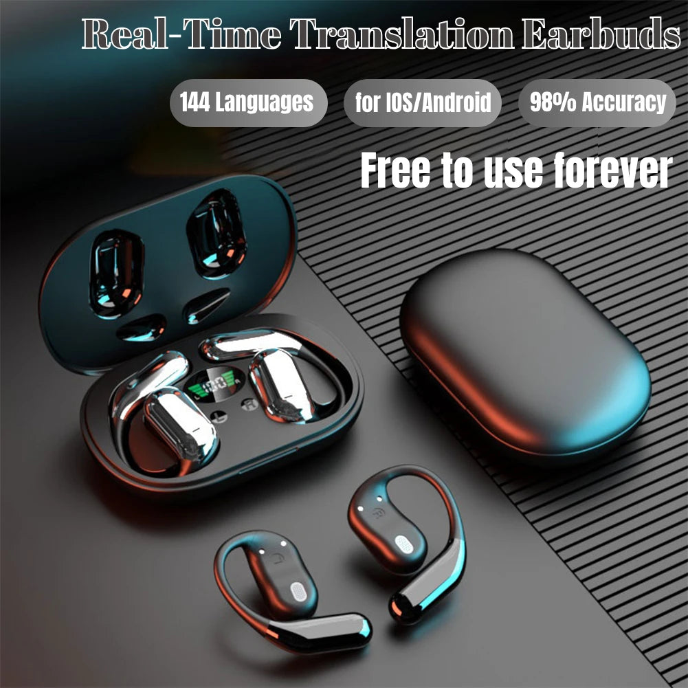 Instant Voice Language Translator Headphone Wireless AI Translation Earphones