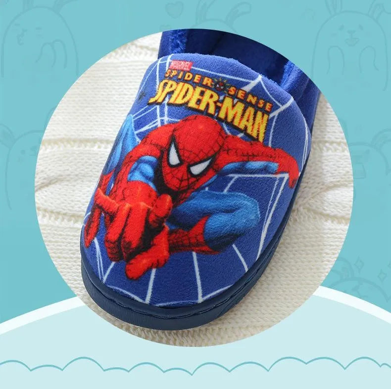 Cartoon Printed Spider-man Cotton Slippers For Children's Shoes Fashion New Style Warmth Autumn Winter Indoor Kids Boys Slipper