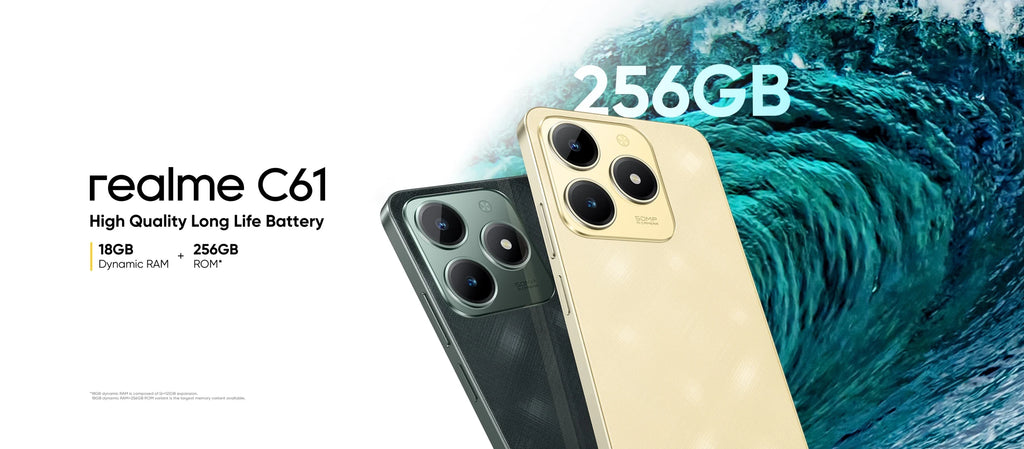 [World Premiere] realme C61 Smartphone 5000mAh Battery 15W SUPERVOOC Charge 50MP AI Camera 90Hz Display IP54 AI Engine 256GB NFC