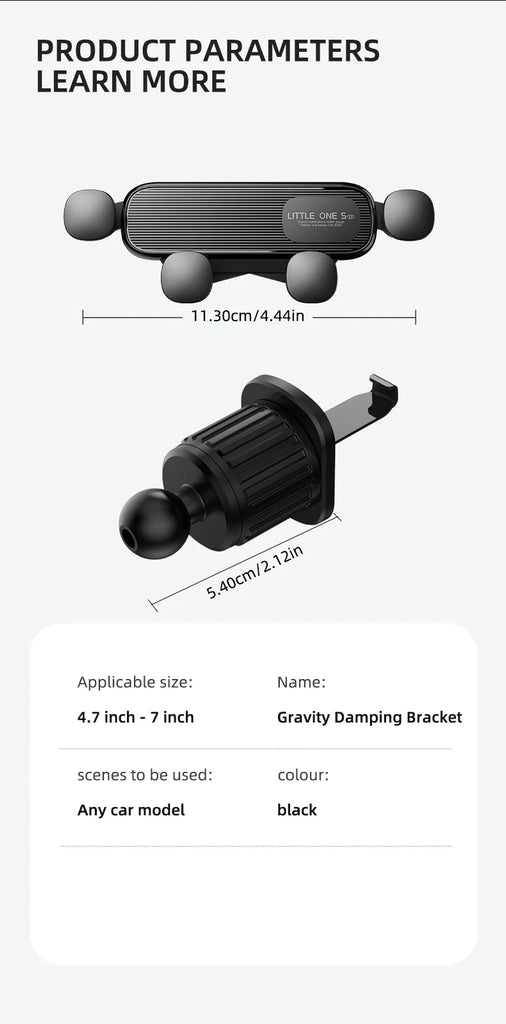 Gravity Car Phone Holder for 4.7-7 inch Mobile Phone Car Air Vent Phone Mount Universal Shockproof GPS Clip Smartphone Stand