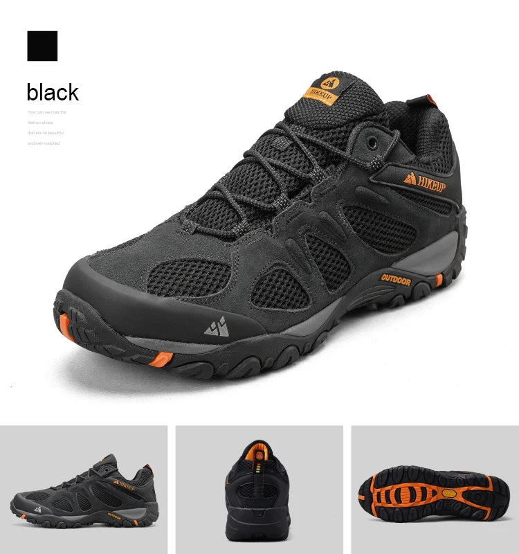 HIKEUP New Non-slip Wear Resistant Men‘s Outdoor Hiking Shoes Breathable Splashproof Climbing Men Sneaker Hunting Mountain Shoes