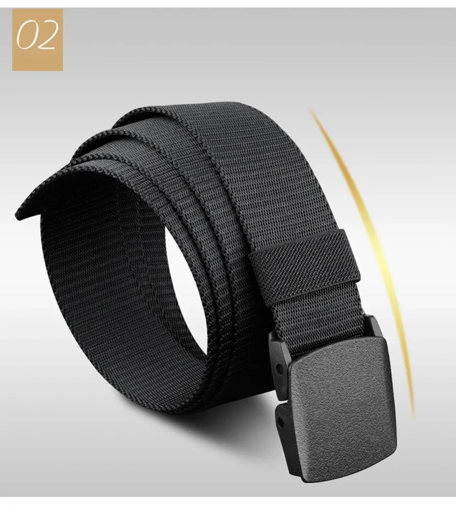 Automatic Buckle Nylon Belt, Fashionable MEN'S Canvas Outdoor Belt, Hunting and Hiking Tools, Hunting Clothing Accessories