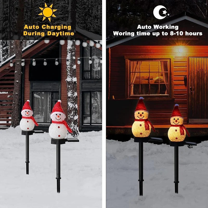 Christmas Decorations Light Solar Light Snowman Christmas Outdoor Solar Powered Stakes Lights For Corridor Patio Lawn Decoration