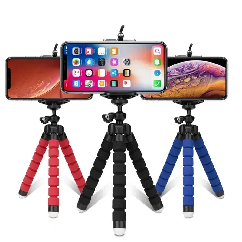 Sponge Octopus Tripod Universal Lazy Mobile Phone Holder Portable Camera Tripod plus Mobile Phone Clip for iphone 15 ipad xiaomi