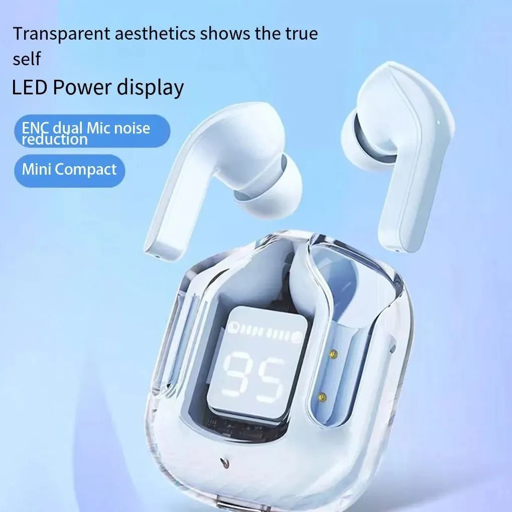 Original T2 Wireless Bluetooth Earphone, Transparent HIFI Headphones,LED Power Digital Display,Stereo Sound Earphones for Xiaomi