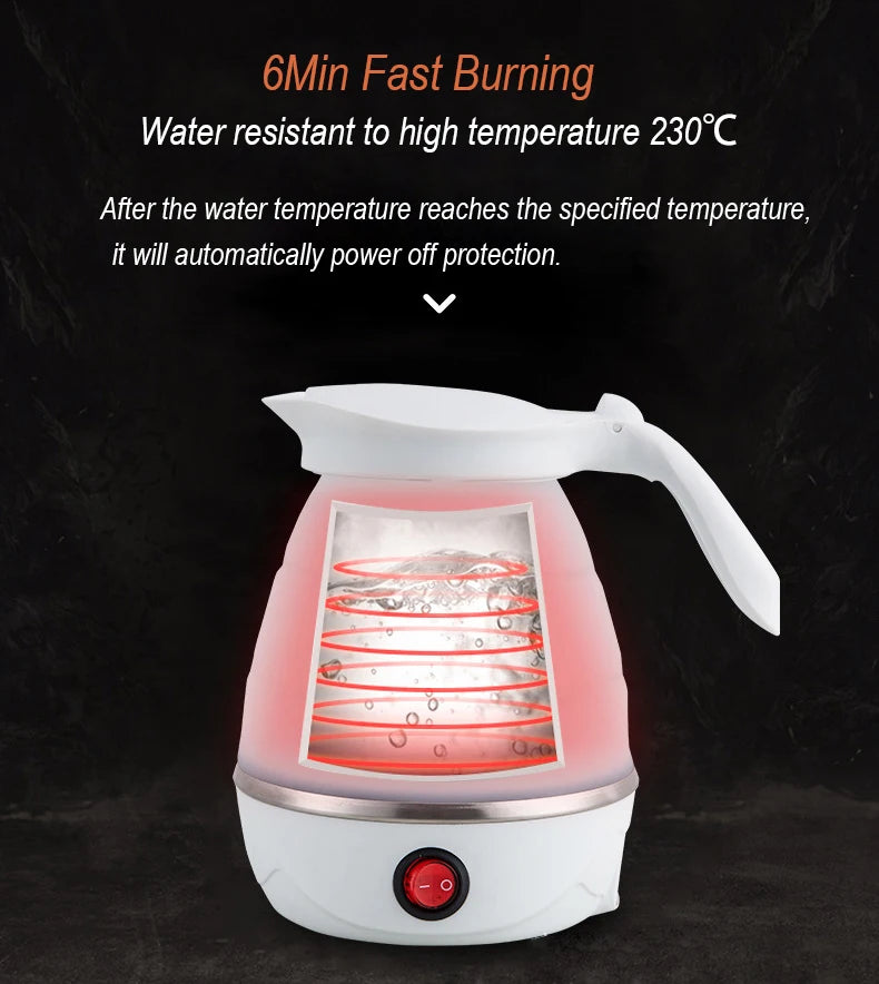 Foldable And Portable Teapot Water Heater 600ML Household Travel Electric Water Kettle