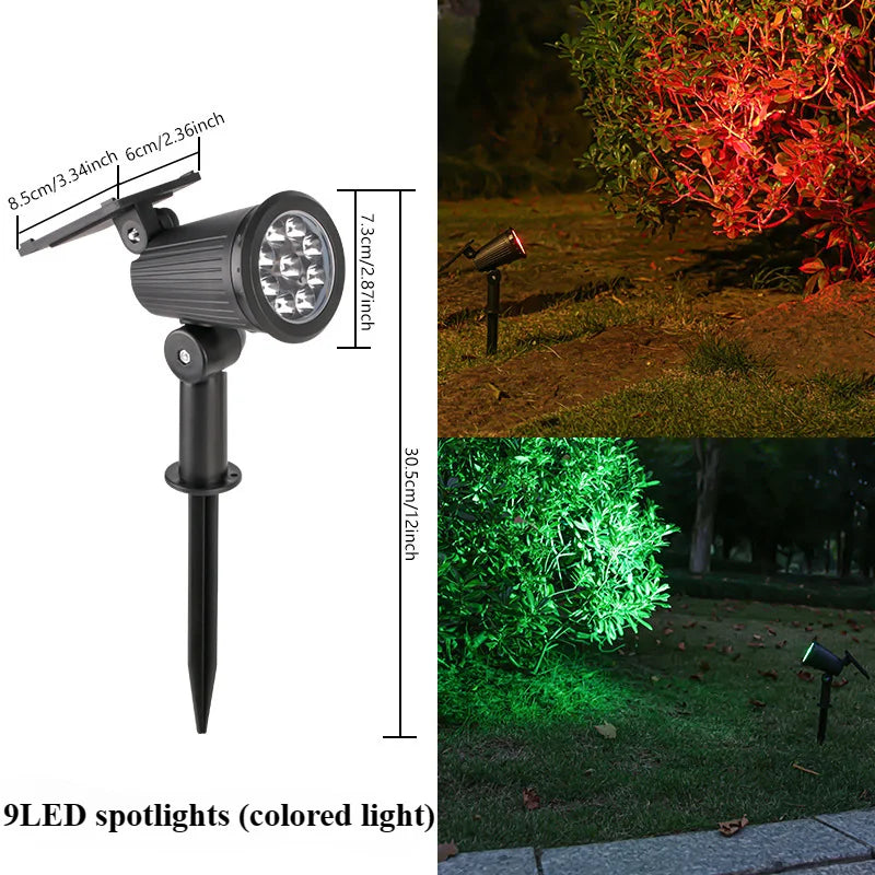 9 LEDs Solar Spotlights,Outdoor IP65 Waterproof,Spot Lights,Brightness Adjustable for Garden Backyard Driveway Patio Law Decor