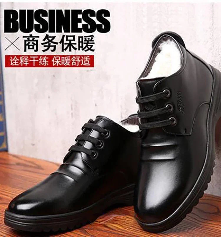 New Man Genuine Leather Snow Plush Thicken Men’s Boot Handmade Winter Lace Up Shoes Casual Comfortable Ankle Boots Loafers Men