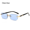 Trendy Rimless Sunglasses for Men Women Fashion Frameless Rectangle Sun Glasses Retro Shades Summer Traveling Eyewear UV400