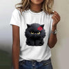 Summer Women's T Shirt Cat Print Casual Short Sleeve 3d T Shirts Fashion Streetwear Crew Neck Pullover Oversized Female Clothing