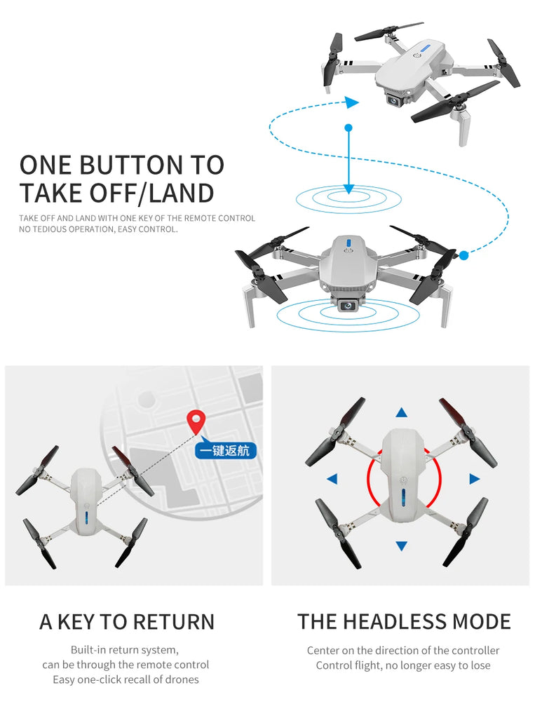 KBDFA 2025 E88 Professional Wide Angle RC Dron HD 4K Camera