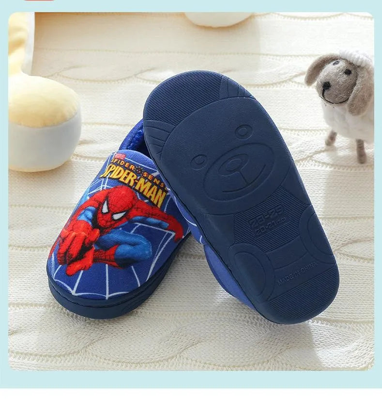 Cartoon Printed Spider-man Cotton Slippers For Children's Shoes Fashion New Style Warmth Autumn Winter Indoor Kids Boys Slipper