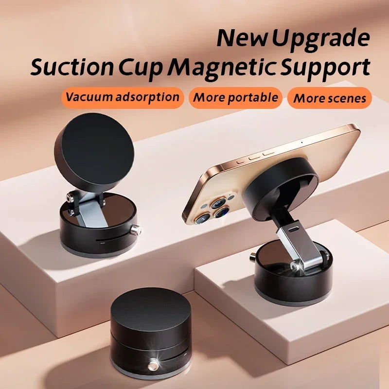 Mini Vacuum Double Side Magnetic Suction Cup Holder Foldable Kitchen Lazy Phone Bracket  For iPhone Android Smartphone